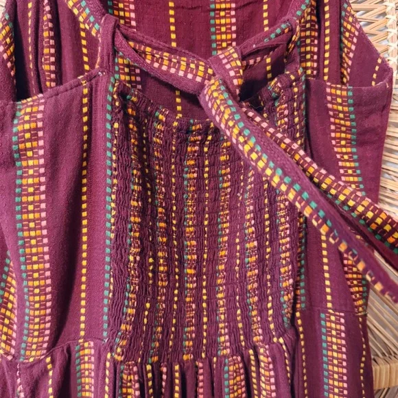 Ace & Jig Maxi Dress in Garnet Stripe 100% Cotton SZ Small Burgundy Maroon Multi - Picture 5 of 6